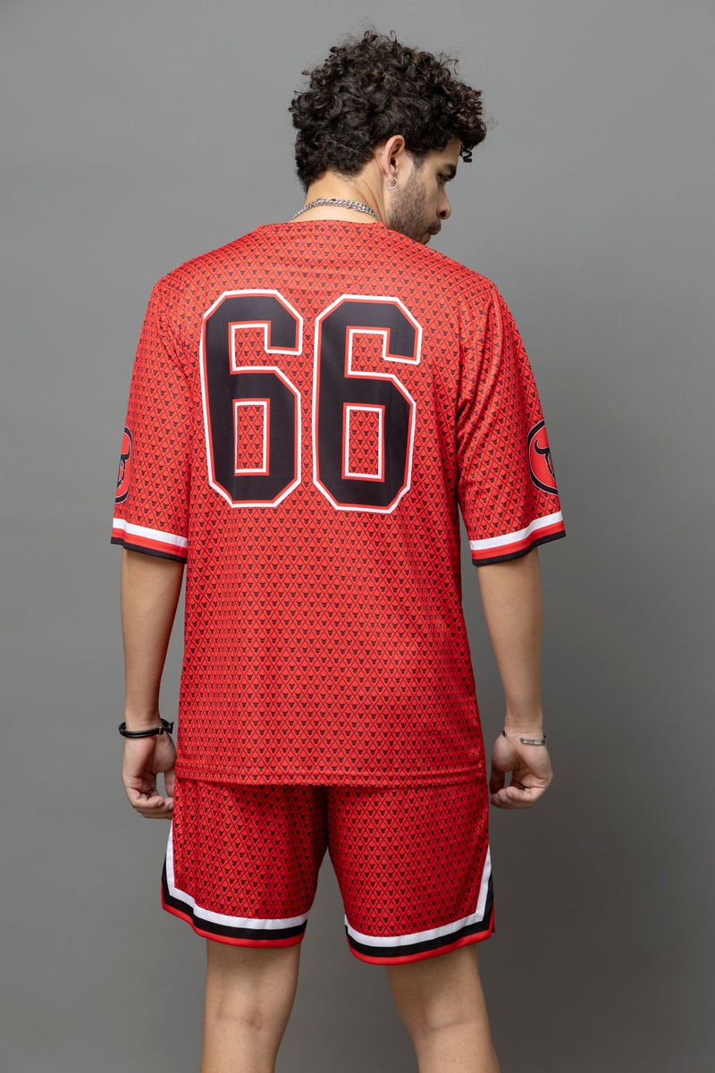 Go Devil 66 Red Printed Graphic Co-Ord Set for Men - Image 2